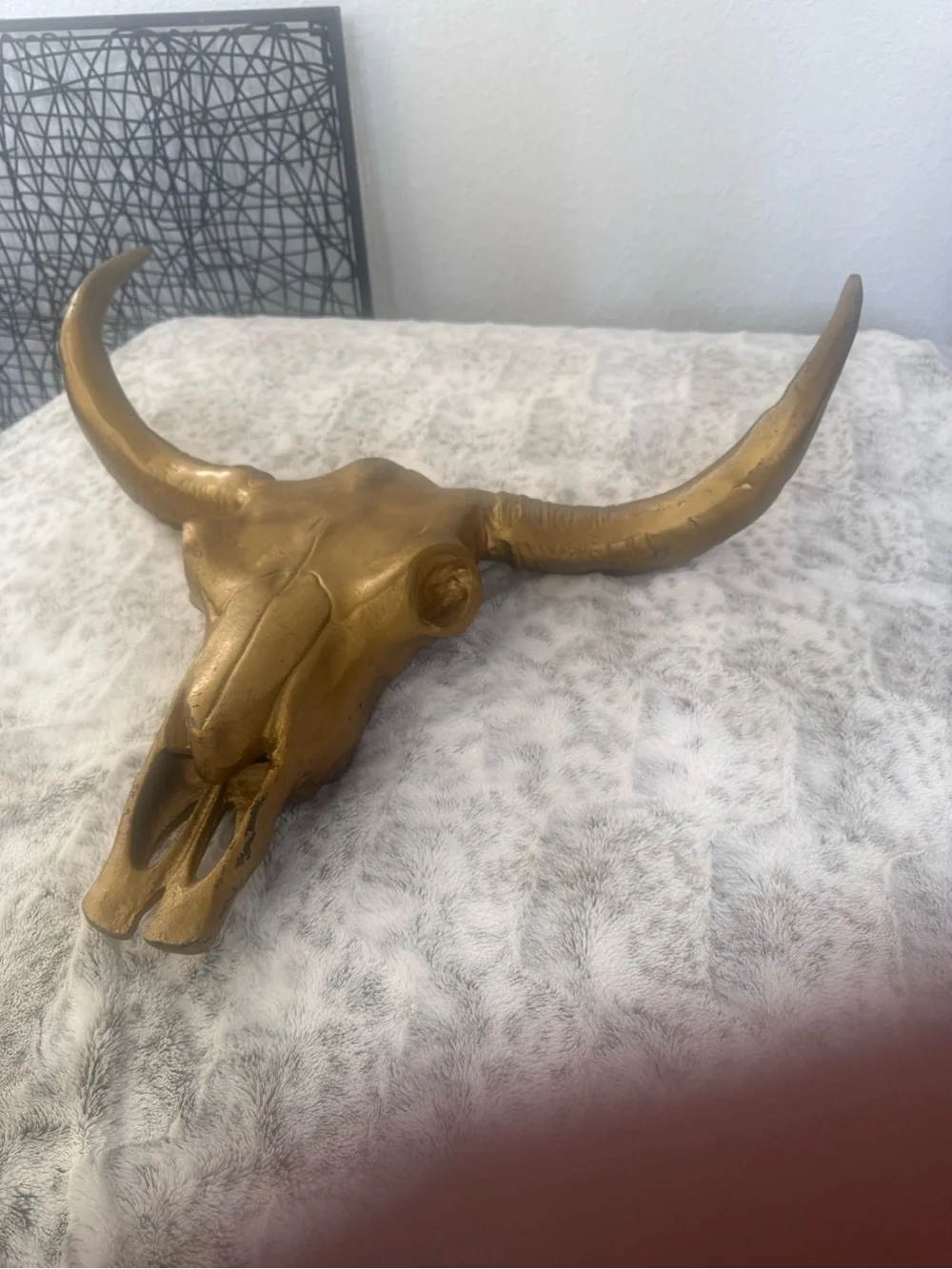 Decorative Gold Longhorn Skull Wall Accent - Rustic Home Wall Decor